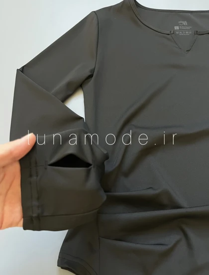 تیشرت یقه هفت آستین بلند بغل چین‌دار زنانه