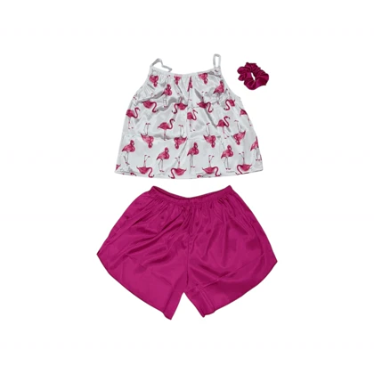 ست تاپ و شلوارک طرح فلامینگو 077