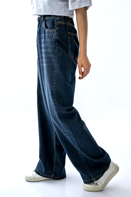 شلوار جین نیم بگ پشت کش زنانه