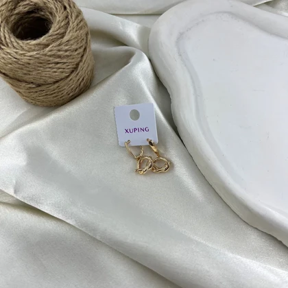 گوشواره زنانه مدل گره طرح گره‌ای رنگ طلایی ژوپینگ
