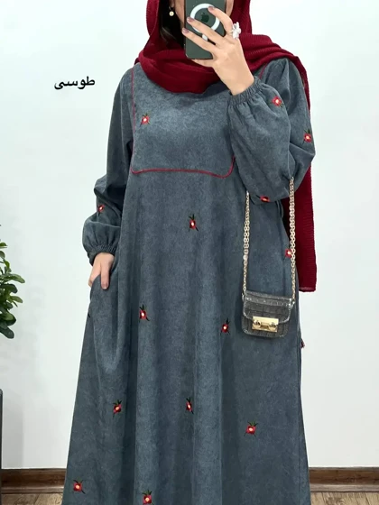 پیراهن مانتویی گلدوزی مهیاس