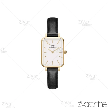 ساعت دنیل ولینگتون زنانه کوادرو قاب طلایی صفحه سفید بند چرم 106651
