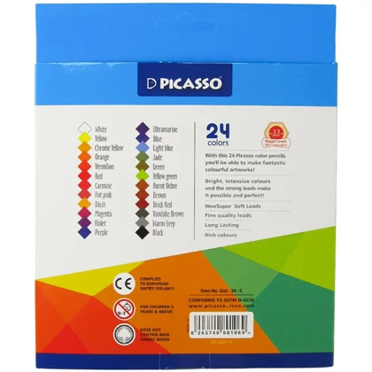 مداد رنگی 24 رنگ پیکاسو Picasso مدل GOL-24-C طرح موش و تمساح