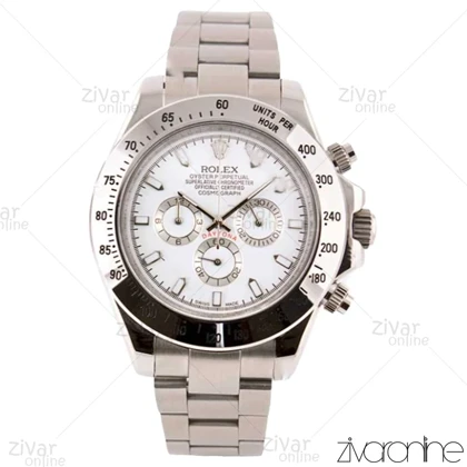 ساعت رولکس دیتونا مردانه سه موتوره نقره ای صفحه سفید 102610