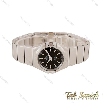 ساعت امگا زنانه نقره ای صفحه مشکی خطی Omega-4469-L