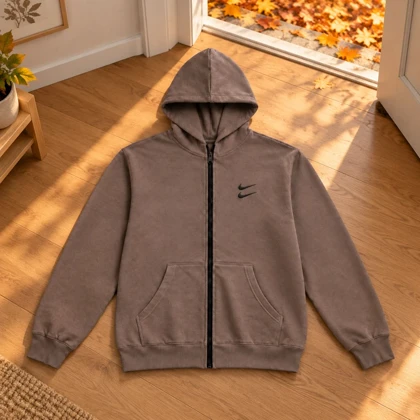 سویشرت دورس کلاهدار مردانه نایکی مدل Double Nike-خاکی