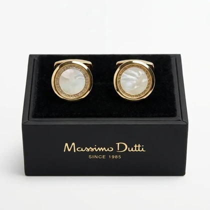 دکمه سردست لاکچری طرح صدف دور طلایی برند Massimo Dutti