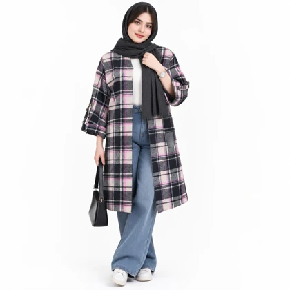 مانتو اسپرت چهارخونه پشمی پاییزه