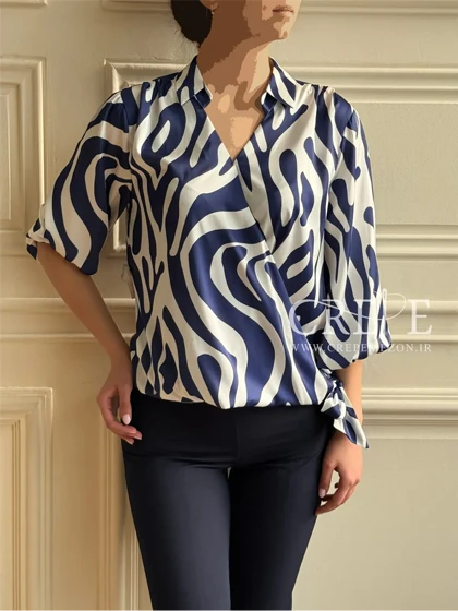 شومیز ساتن سیلک آستین عروسکی