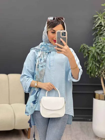مانتو جلو بسته دکمه مخفی 4965