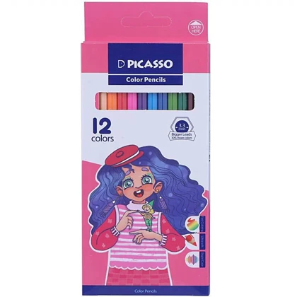 مداد رنگی 12 رنگ پیکاسو Picasso مدل GOL-12-C جعبه مقوایی