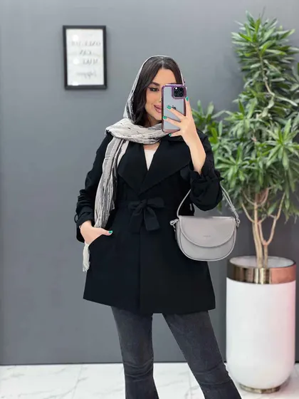 مانتو لینن پشت ژیله کمربندی