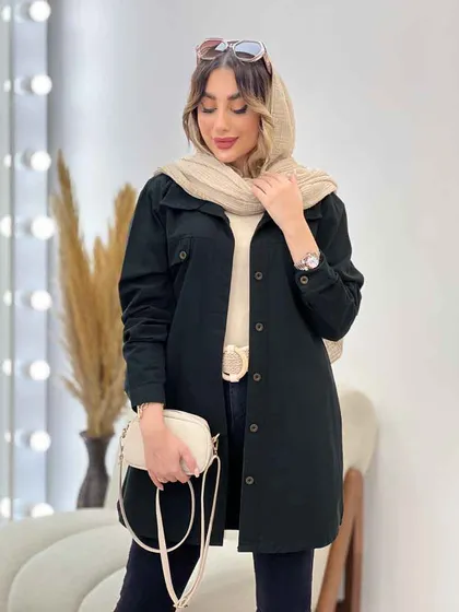 مانتو سر جیب دو دکمه جیب نما
