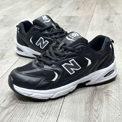 کتانی نیوبالانس 530 مشکی سفید مردانه زنانه رویه بافت- 530 new balance