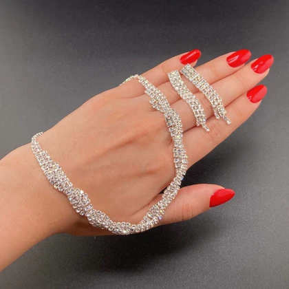 نیم ست جواهری نگین‌دار jz10011 گالری موژان حیدری