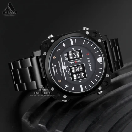 ساعت تی انجین مشکی T-Engine Drum Roller 40K