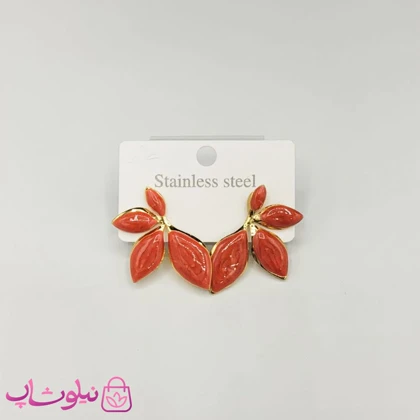 گوشواره زنانه پینترستی مدل گل قرمز مرجانی کد 200