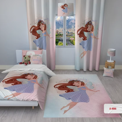 پرده پانچی اتاق کودک برند مینوریا کیدز طرح دخترانه کد p-341