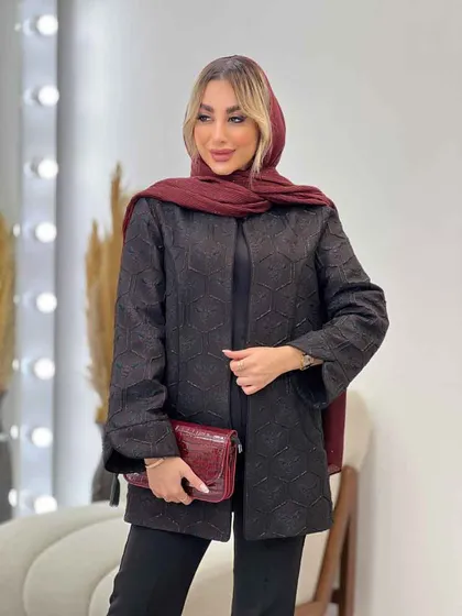 مانتو ژاکارد آستین لاله ای