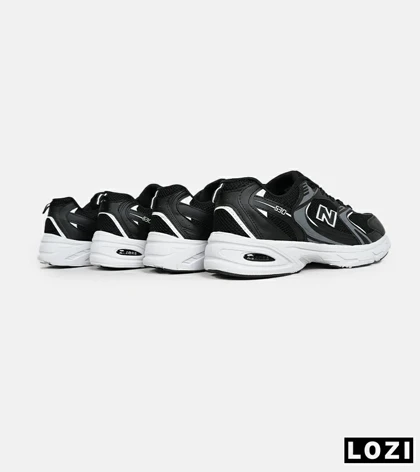 کفش کتانی زنانه و مردانه مشکی طوسی سفید NEW BALANCE 530 مدل 6625