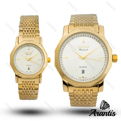ساعت ست سیتیزن diamond طلایی صفحه سفید s-10222