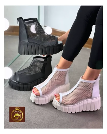 صندل سوپر لژدار زنانه توری ساق‌دار
