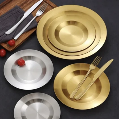 بشقاب پاستا خوری استیل طلایی