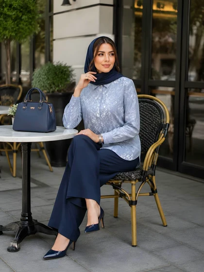 شومیز لینن نخ پنبه طرحدار (سایز بزرگ دارد)