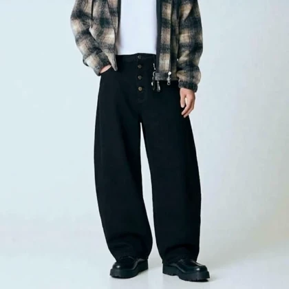 شلوار جین بالونی مشکی bershka بدون جنسیت کد 419