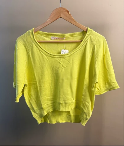 شومیز زرد فسفری برند cashe cashe