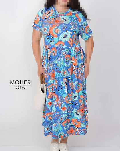 پیراهن بلند تابستانی زنانه سایز بزرگ با طرح گل‌دار