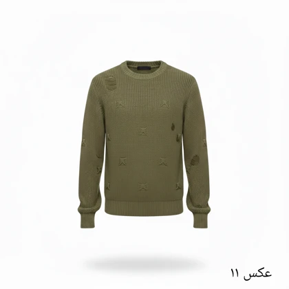 پلیور بافت سبز ارتشی یقه گرد فری سایز اولد مانی ضخیم شیک و ترند اولد مانی 2025