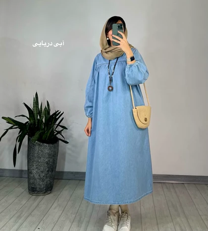پیراهن مانتویی جین کاغذی 3