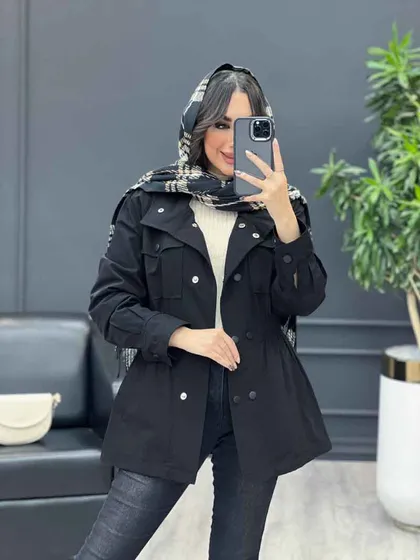 بارانی ده دکمه کمر کش