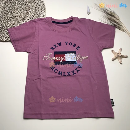 تیشرت شلوارک پسرانه مدل new york بنفش