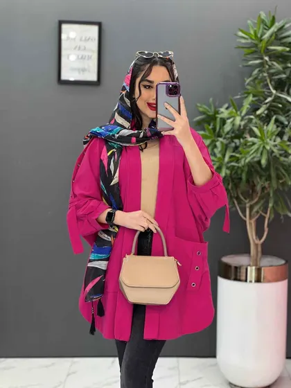 مانتو سرشونه بنددار جیب پرچی