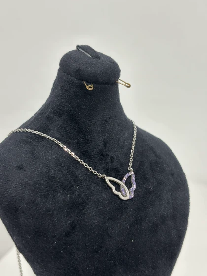 گردنبند نقره زنانه پروانه بنفش 980