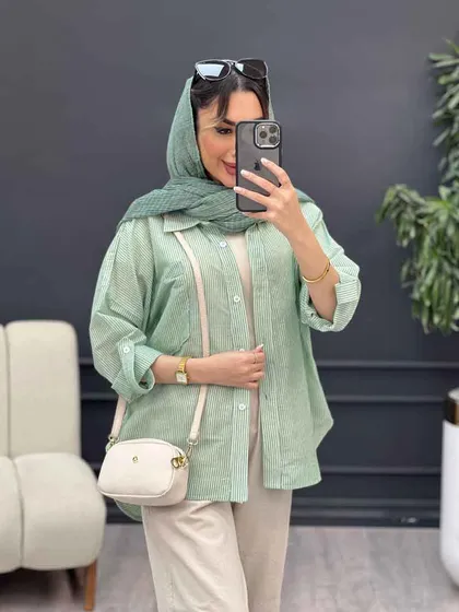 شومیز راه راه دو جیب نیلا