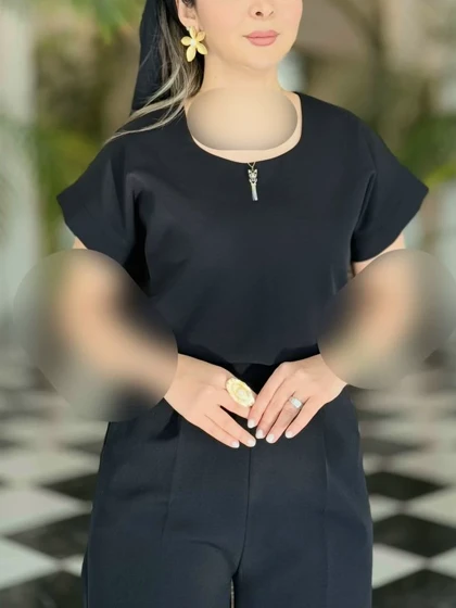 تاپ یقه گرد کرپ زنانه(ارسال فوری)