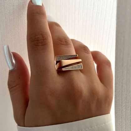 انگشتر زنانه طرح طلا جواهری شیک و خاص ژوپینگ