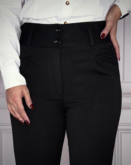 خرید شلوار پارچه ای راسته گاباردین مشکی زنانه Women's Black Gabardine Straight Pants کد 913205
