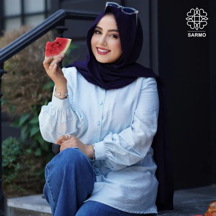 شومیز پاستیلی آبی