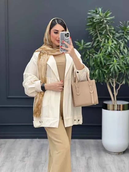 مانتو لینن جیب کج پشت پاگن