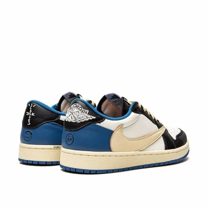 کتانی نایک ایر جردن1 ترویس اسکات فرگمنت آبی مسترکوالیتی Nike Air Jordan1 Travis scott Fragment Blue