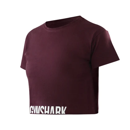 کراپ آستین کوتاه ورزشی زنانه جیم شارک مدل PB-4L1188 زرشکی