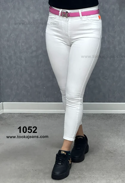 شلوار جین اسکینی سفید قد90