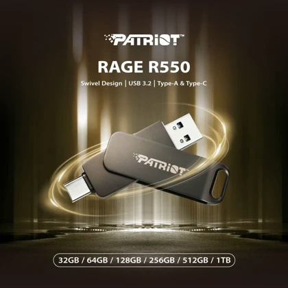 فلش مموری دو طرفه پاتریوت Patriot مدل Rage R550 ظرفیت 32 گیگابایت