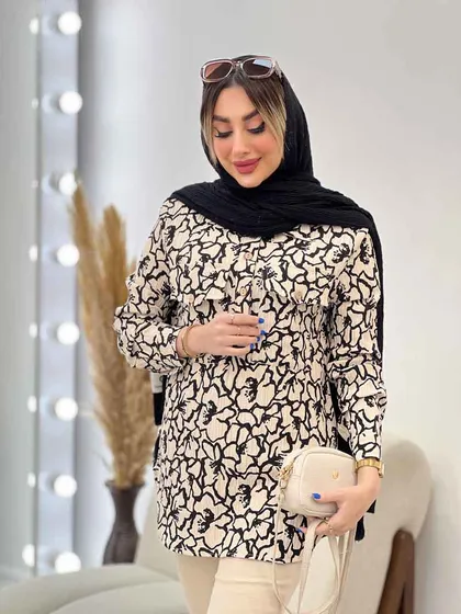 شومیز طرح دار دو جیب