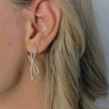 گوشواره پاپیون نگین‌دار