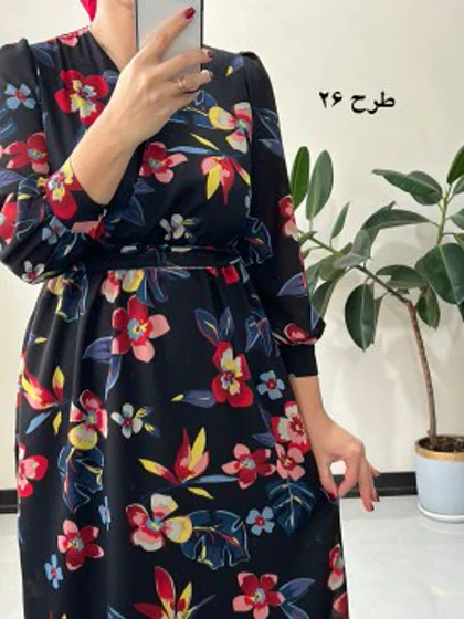 پیراهن حریر سرمه 10
